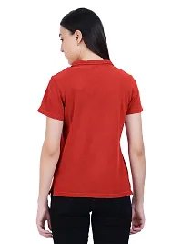 Womens Garment dye knit Rust Polo T-shirts-thumb1