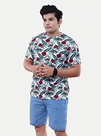 Men All-Over Red Floral Printed Cotton Slim fit T-Shirt-thumb2