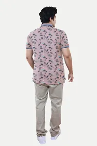 Rad prix Men Casual Pink All-Over Floral Printed Cotton Polo t-Shirt-thumb3
