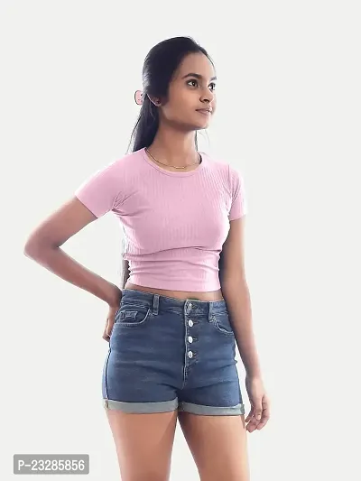 Rad prix Women Pink Cropped T Shirts-thumb3