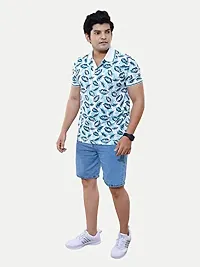 Rad prix Men Casual Green All-Over Floral Printed Cotton Polo t-Shirt-thumb2