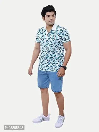 Rad prix Men Casual Green All-Over Floral Printed Cotton Polo t-Shirt-thumb3