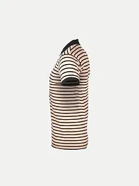 Mens Beige Fashion Striped Cotton Polo T-Shirt-thumb2