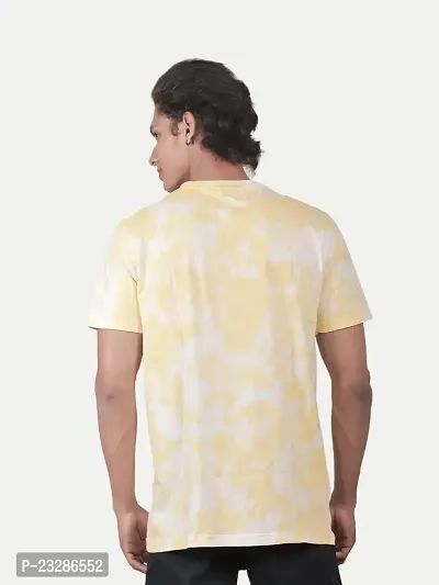 Men Yellow Tie and Dye Cotton Crew Neck T-Shirt-thumb4