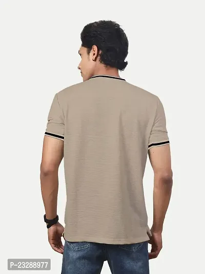 Rad prix Men Beige Round Neck Tee with Sleeve Print-thumb4