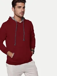 Rad prix Men Solid Maroon Cotton Sweatshirt with Hoodie-thumb2
