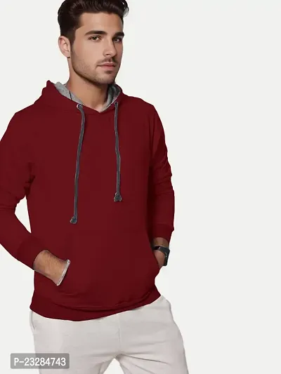 Rad prix Men Solid Maroon Cotton Sweatshirt with Hoodie-thumb3