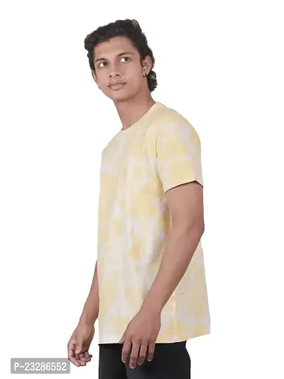 Men Yellow Tie and Dye Cotton Crew Neck T-Shirt-thumb0