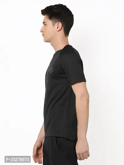 Rad prix Men Black Textured Sports T-Shirt-thumb4