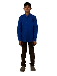 Boys Solid Royal Blue Cotton Shirts-thumb3