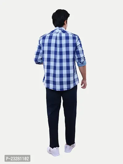 Rad prix Men Blue Checkered Casual Cotton Shirt-thumb4