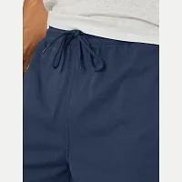 Mens Navy Melange Solid Knitted Casual Shorts-thumb1