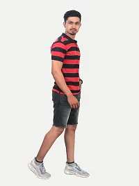 Rad prix Men Red and Black Thick Stripes Regular fit T-Shirt-thumb1