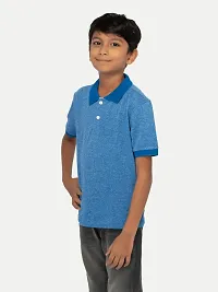 Boys Blue Solid Polo-thumb3