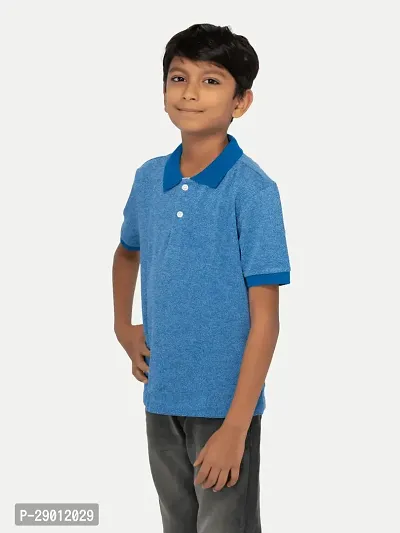 Boys Blue Solid Polo-thumb4