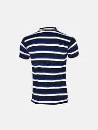 Mens Black Fashion Striped Cotton Polo T-Shirt-thumb3