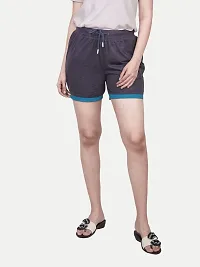 Rad prix Women Dark Grey Shorts with Blue Detailing-thumb1