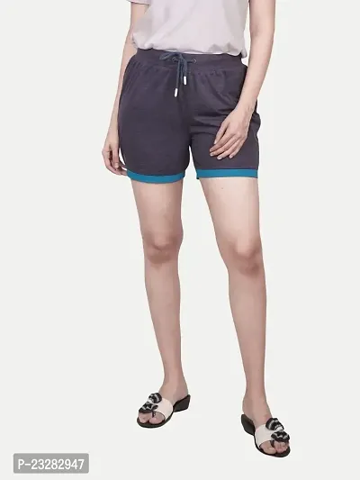 Rad prix Women Dark Grey Shorts with Blue Detailing-thumb2