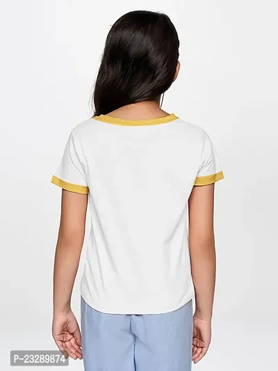 Rad prix Girls White Printed T-Shirt with Yellow Ribs (8-9 Years)-thumb5