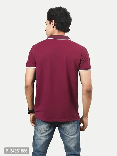 Stylish Maroon Cotton Blend T-Shirt For Men-thumb3