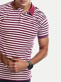 Stylish Multicoloured Striped Cotton Polos For Men-thumb2