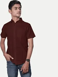 Rad prix Men Solid Brown Smart Casual Cotton Shirt-thumb2