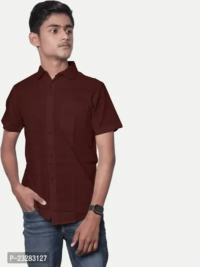 Rad prix Men Solid Brown Smart Casual Cotton Shirt-thumb3