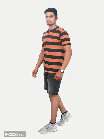 Rad prix Men Red and Black Thick Stripes Regular fit T-Shirt-thumb3