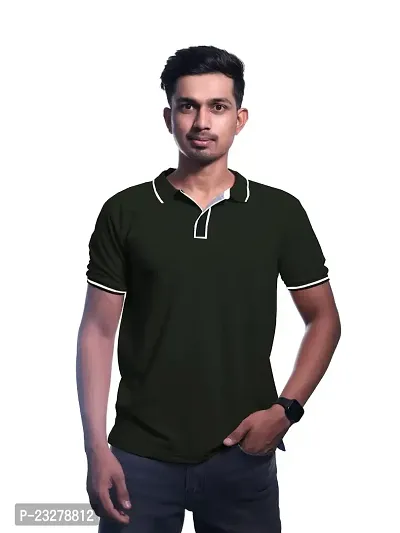 Rad prix Men Black Cotton Contrast Tipping Polo T-Shirt