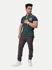 Rad prix Men Green Contrast Tipping Polo T-Shirt-thumb2