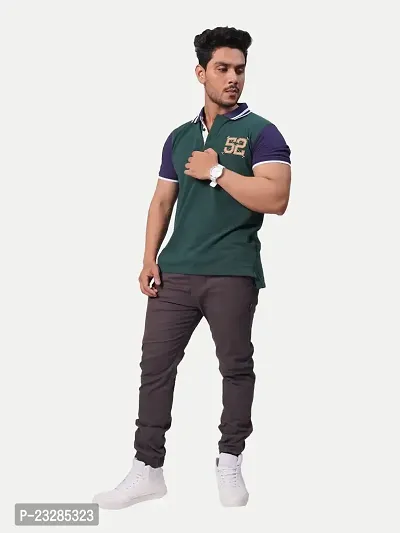 Rad prix Men Green Contrast Tipping Polo T-Shirt-thumb3