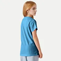 Stylish Blue Cotton T-shirt For Girls-thumb3