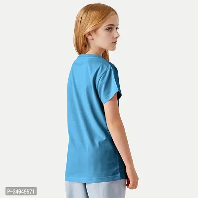 Stylish Blue Cotton T-shirt For Girls-thumb4