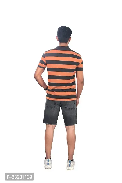 Rad prix Men Orange and Black Thick Stripes Regular fit T-Shirt-thumb4