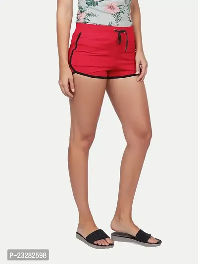 Rad prix Womens Solid Elasticated Shorts-Red Colour