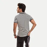 Mens Black Fashion Striped Cotton Polo T-Shirt-thumb4