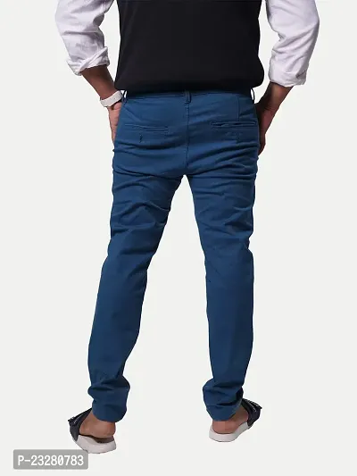 Rad prix Men Solid Cotton Light Blue Carrot fit Chinos Trousers-thumb4