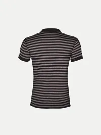 Mens Black Fashion Striped Cotton Polo T-Shirt-thumb3