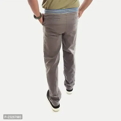 Rad prix Men Solid Grey Twill Trouser with Elastic Waist Band-thumb4
