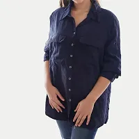 Rad prix Women Navy Oversized Casual Shirt-thumb2