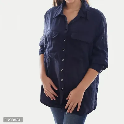 Rad prix Women Navy Oversized Casual Shirt-thumb3