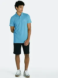 Men Basic Light Blue Polyester Polo T-Shirt-thumb2