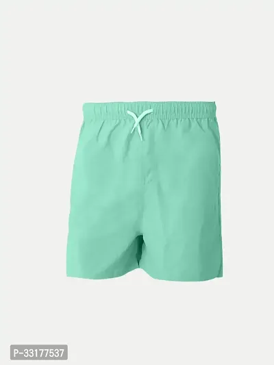 Elegant Green Cotton Solid Shorts For Boys