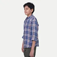 Rad prix Teen Boys Blue Tartan Checked Cotton Shirt-thumb3