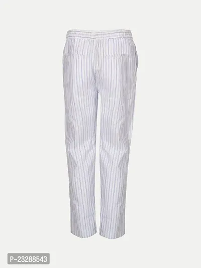 Rad prix Men Striped Cotton White Chinos Trousers-thumb4