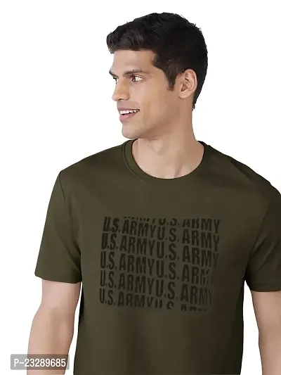 Rad prix Men Green Typographic Printed Basic Cotton T-Shirt