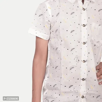 Rad prix Teen Boys White Floral Printed Woven Shirt--thumb3