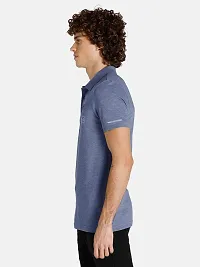 Men Basic Blue Polyester Polo T-Shirt-thumb3