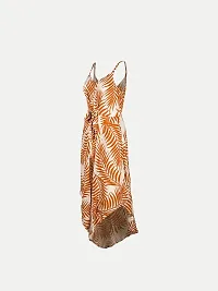 Rad prix Women Beige Leaf Printed Full Jumpsuit-thumb1