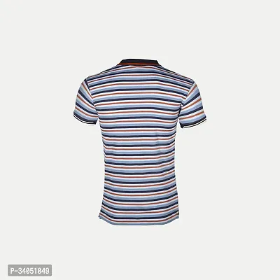 Stylish Grey Striped Cotton Polos For Men-thumb4